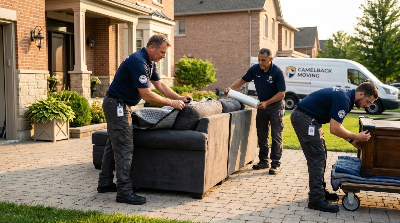 Large estate moving crew wrapping furniture in Mercedes, TX